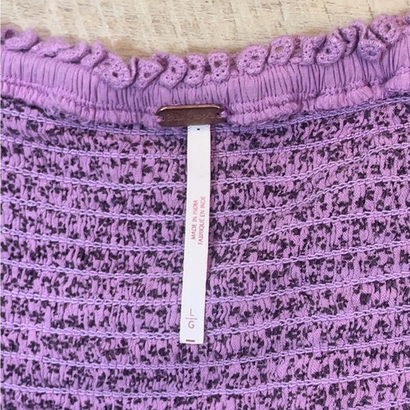 Free People Brittnee Print Smocked Babydoll Silhouette Peplum Top Size Large - Picture 6 of 9